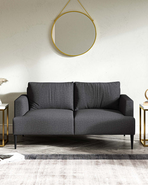 Lucca Dark Grey Fabric 2 Seater Sofa