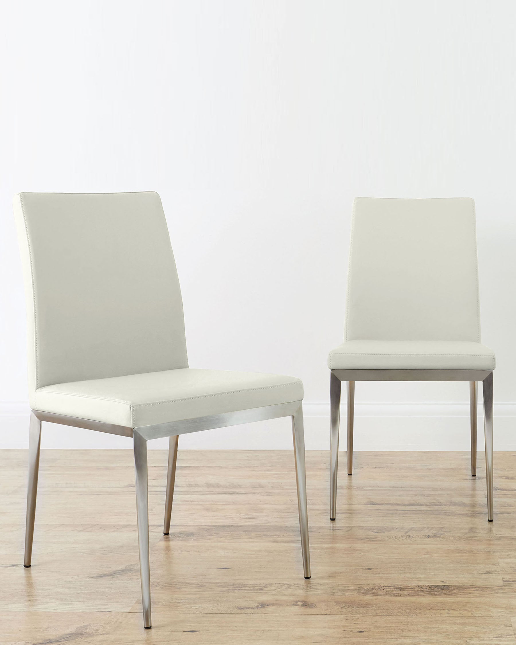 Lucia White & Brushed Steel Dining Chair - Set Of 2