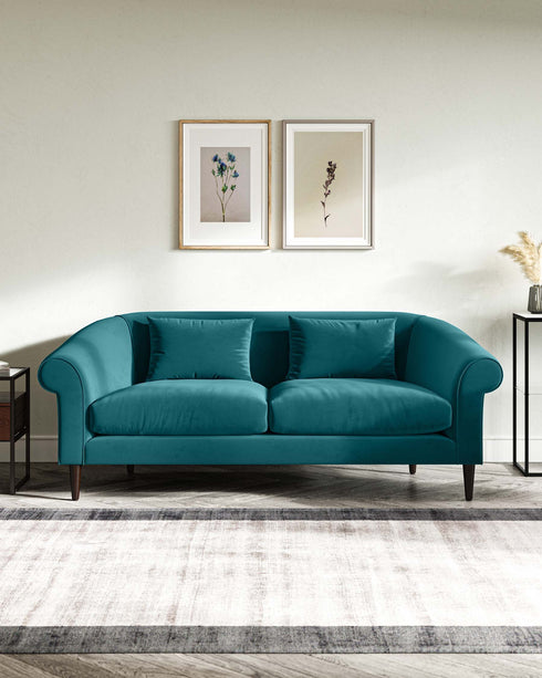 Lucinda Teal Velvet 3 Seater Sofa