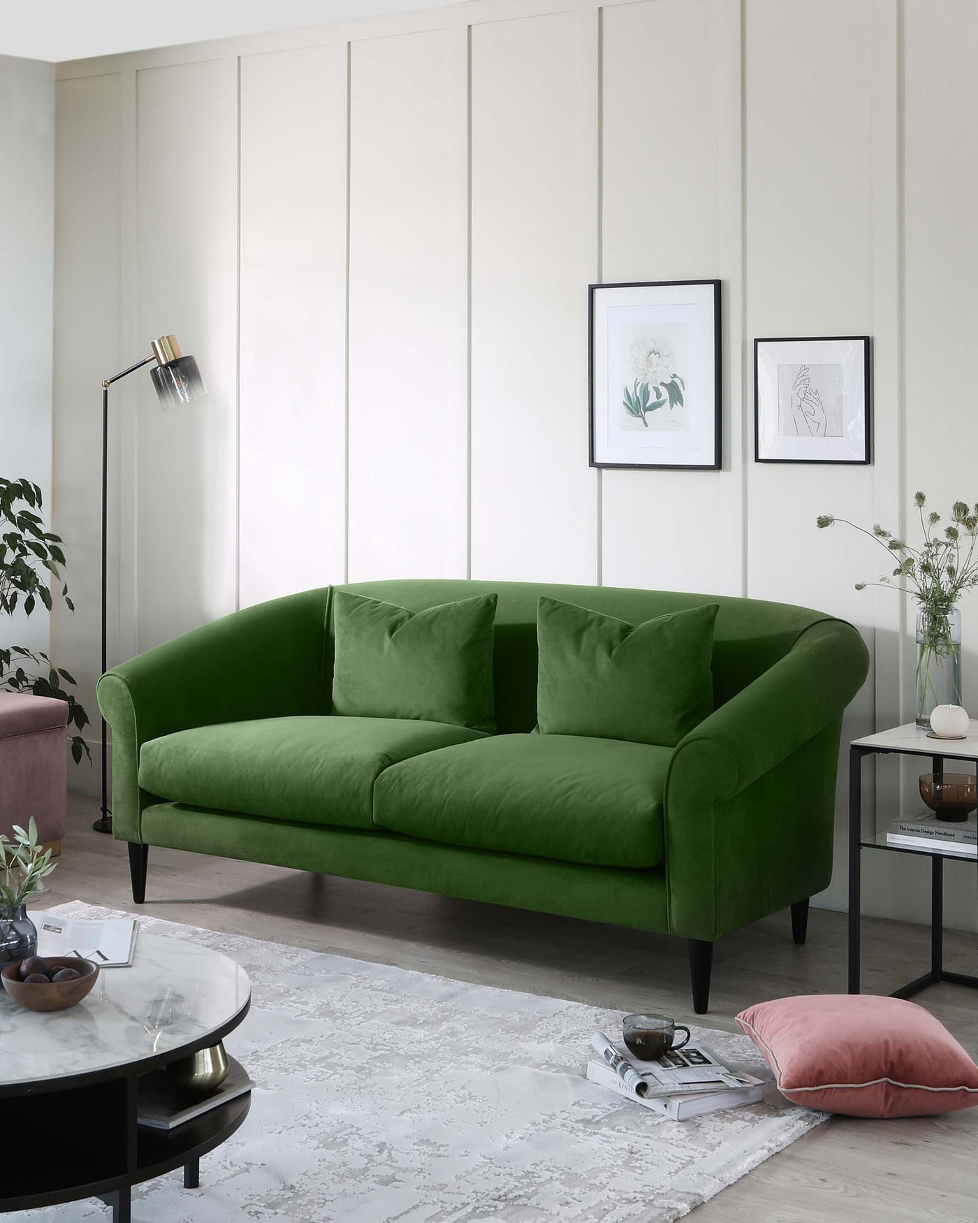 Lucinda Green Velvet 3 Seater Sofa