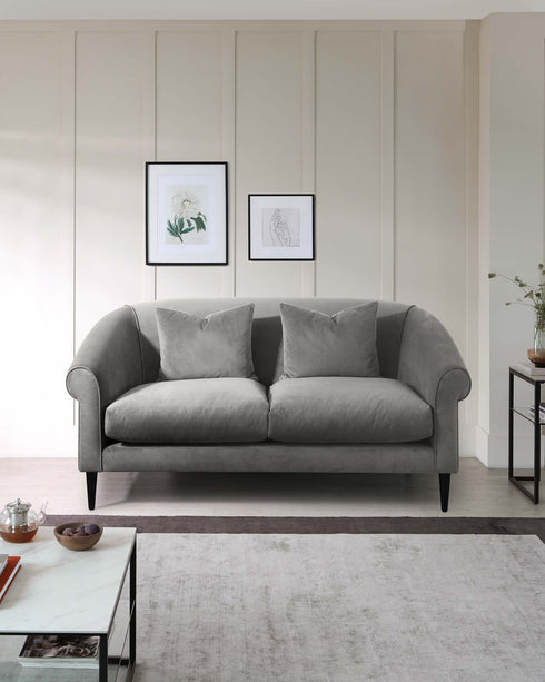lucinda 2 seater velvet sofa smart velvet mid grey