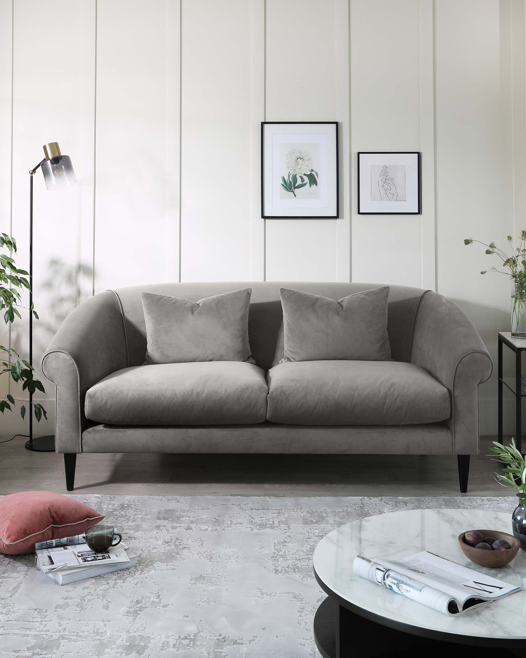 lucinda 3 seater velvet sofa smart velvet mid grey