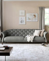 Luxe Modern Dark Grey Real Leather Large 3 Seater Chesterfield Sofa