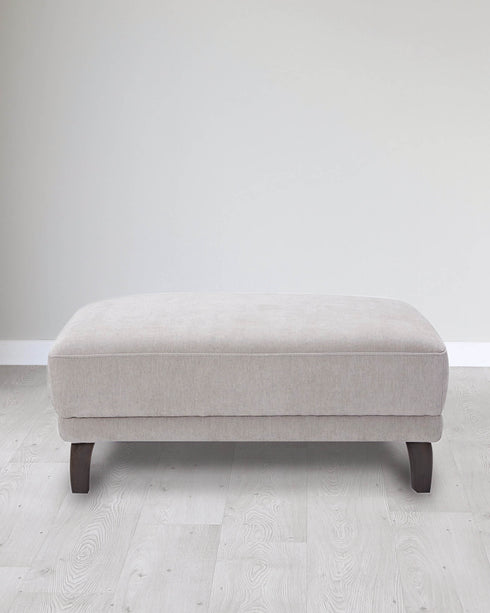 Luxe Modern Light Grey Fabric Footstool