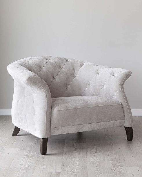 Luxe Light Grey Fabric Armchair
