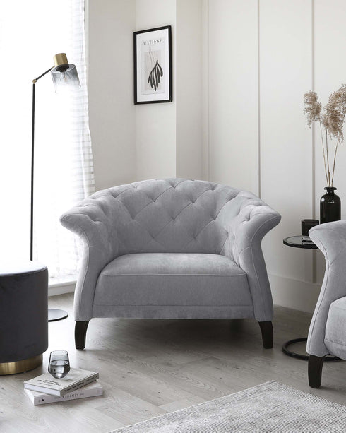luxe modern fabric armchair mid grey