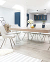 aria oak and glass dining table grey
