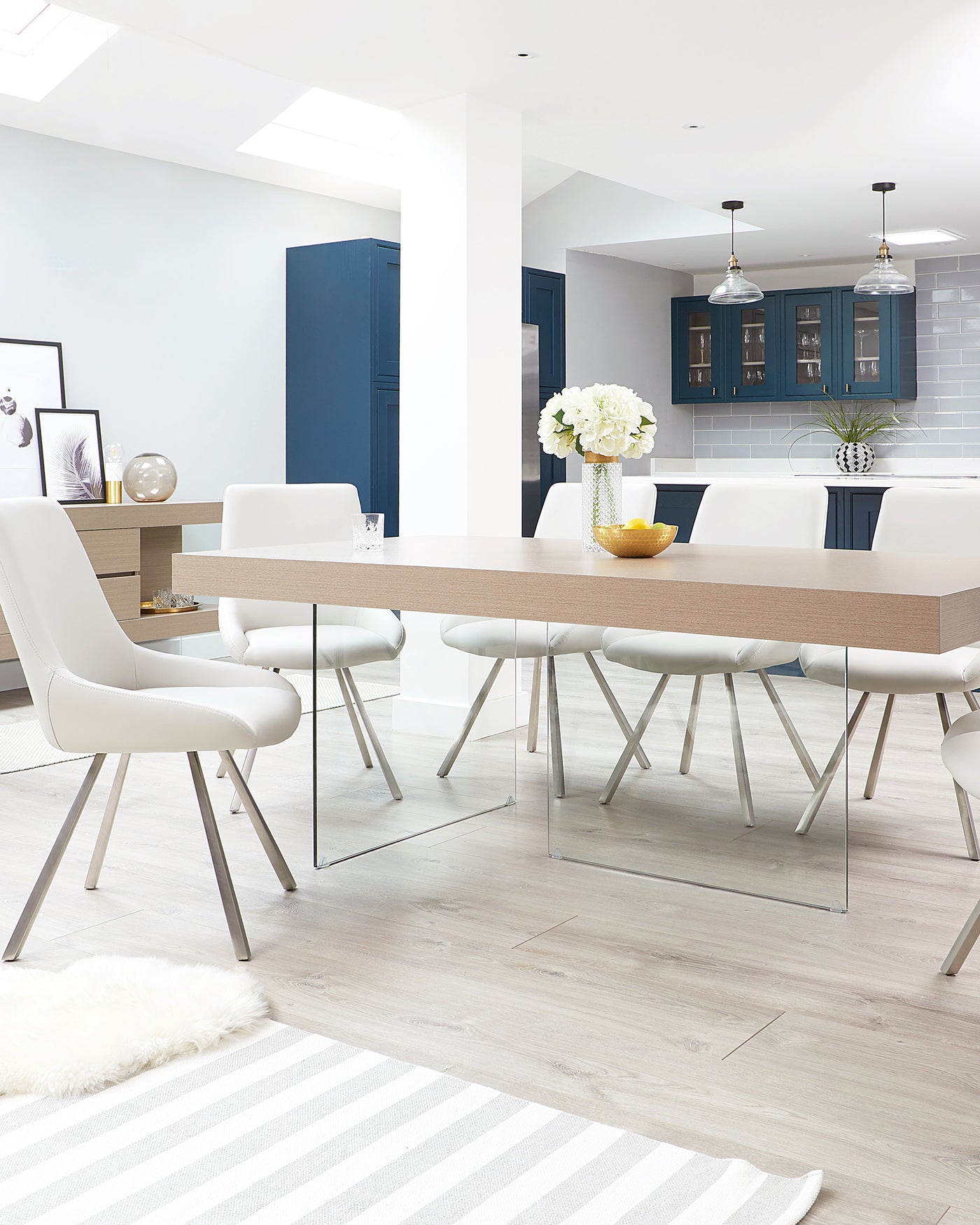 Aria Grey Oak And Glass 8 Seater Dining Table
