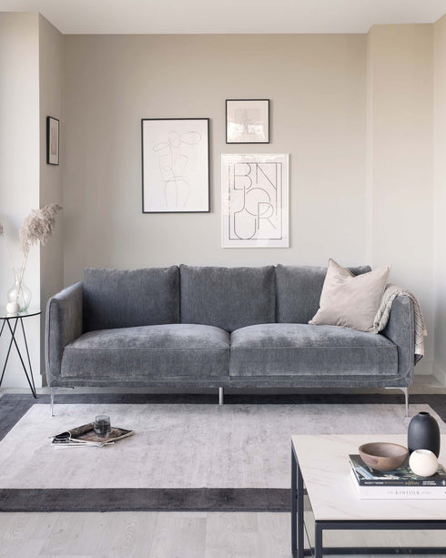 Margot 3 Seater Grey Fabric Sofa