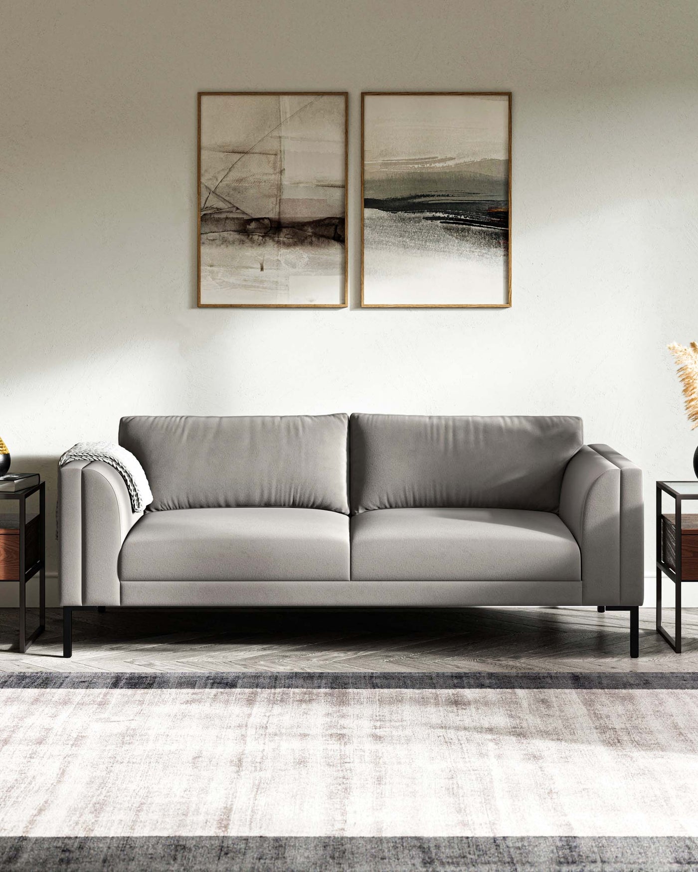 Matteo Mid Grey Velvet 3 Seater Sofa