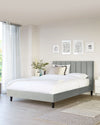 Maya Light Grey Velvet Double Bed