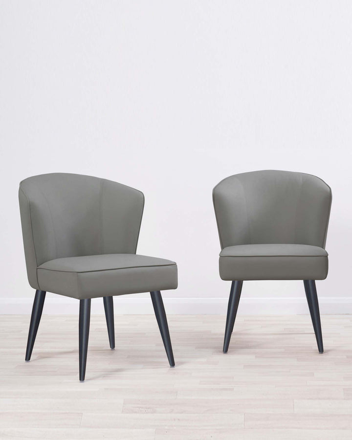 mellow faux leather dining chair black legs mid grey
