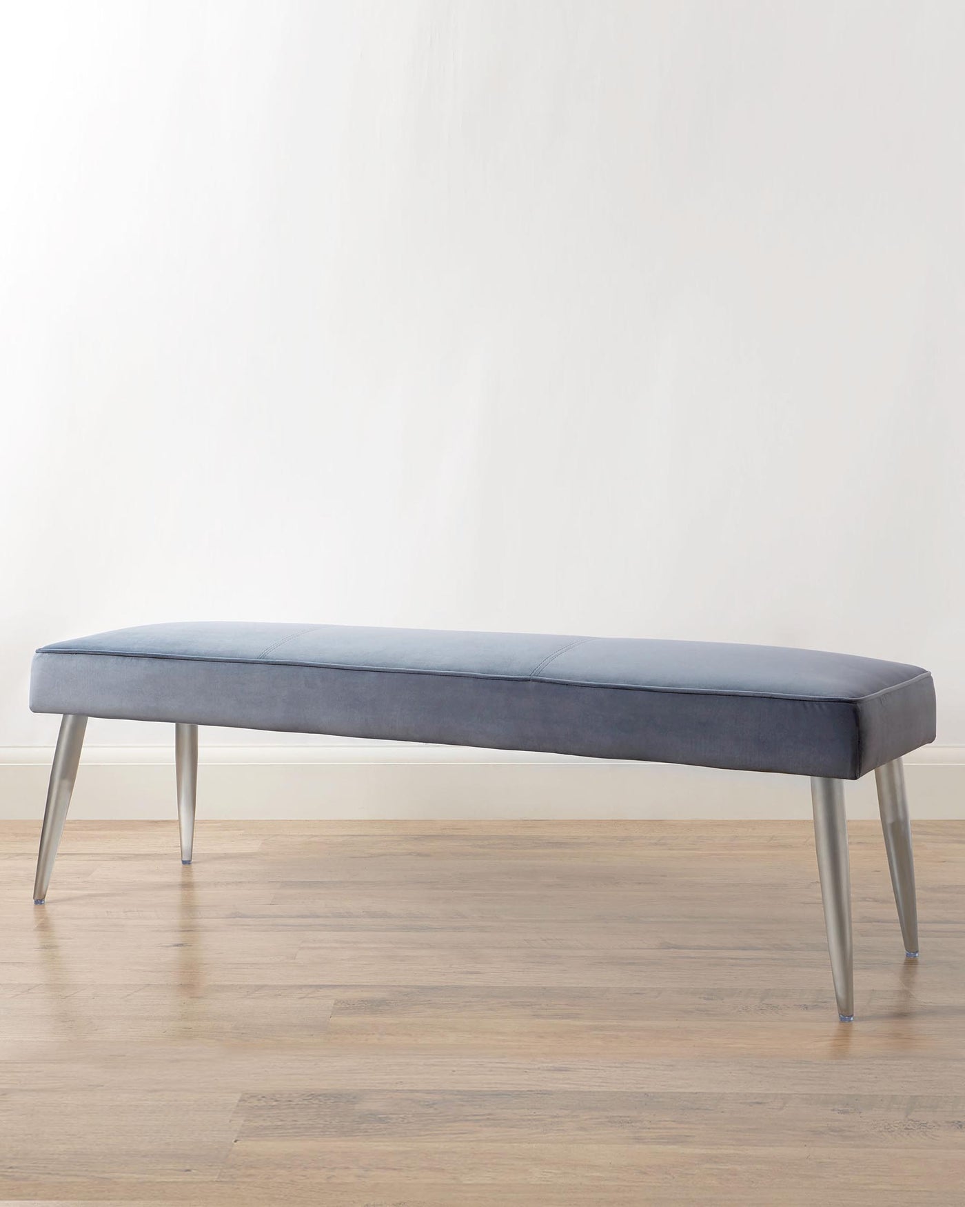 Mellow Blue Grey Velvet 3 Seater Bench Without Backrest