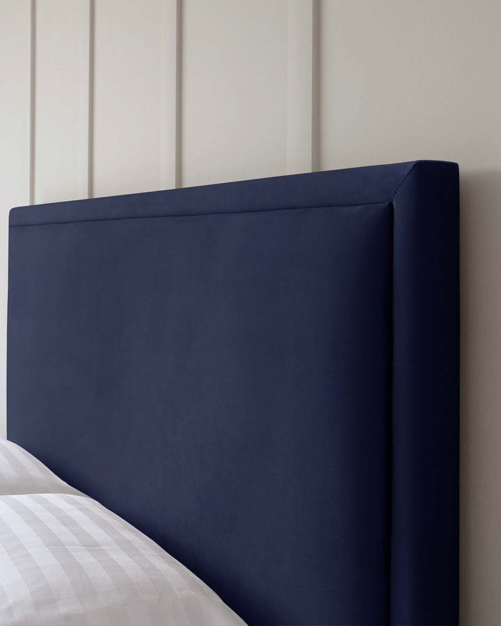monica velvet double bed with storage navy