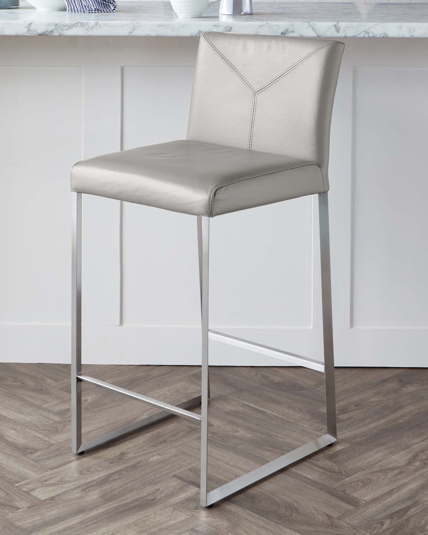 monti real leather bar stool light grey