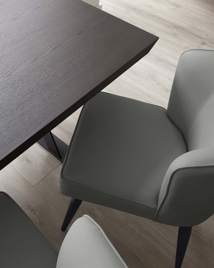 mellow faux leather dining chair black legs mid grey