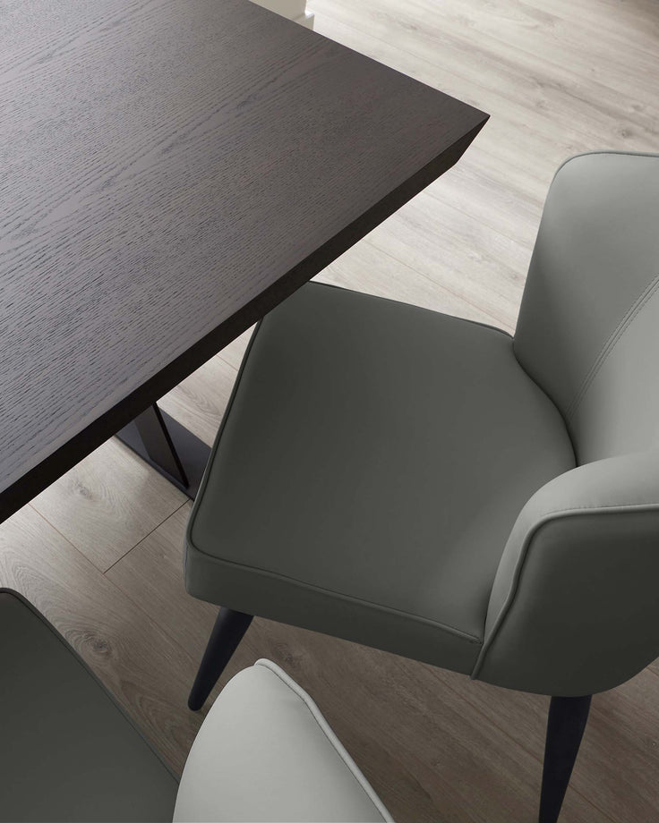mellow faux leather dining chair black legs mid grey