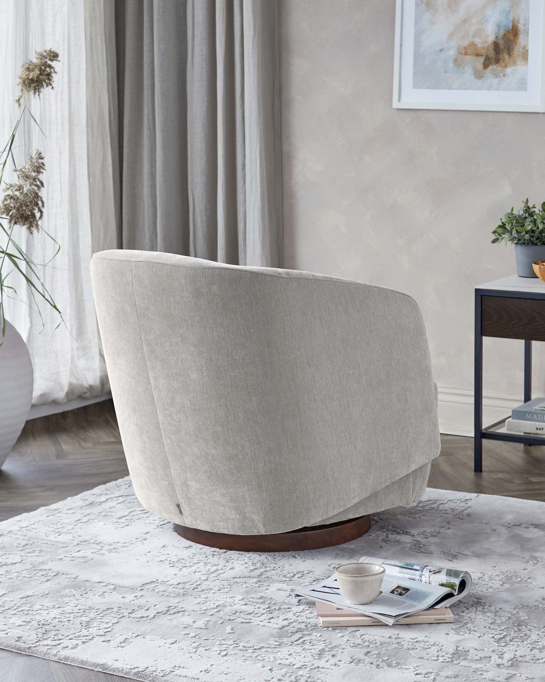 Natalia light grey chenille swivel accent chair – Danetti