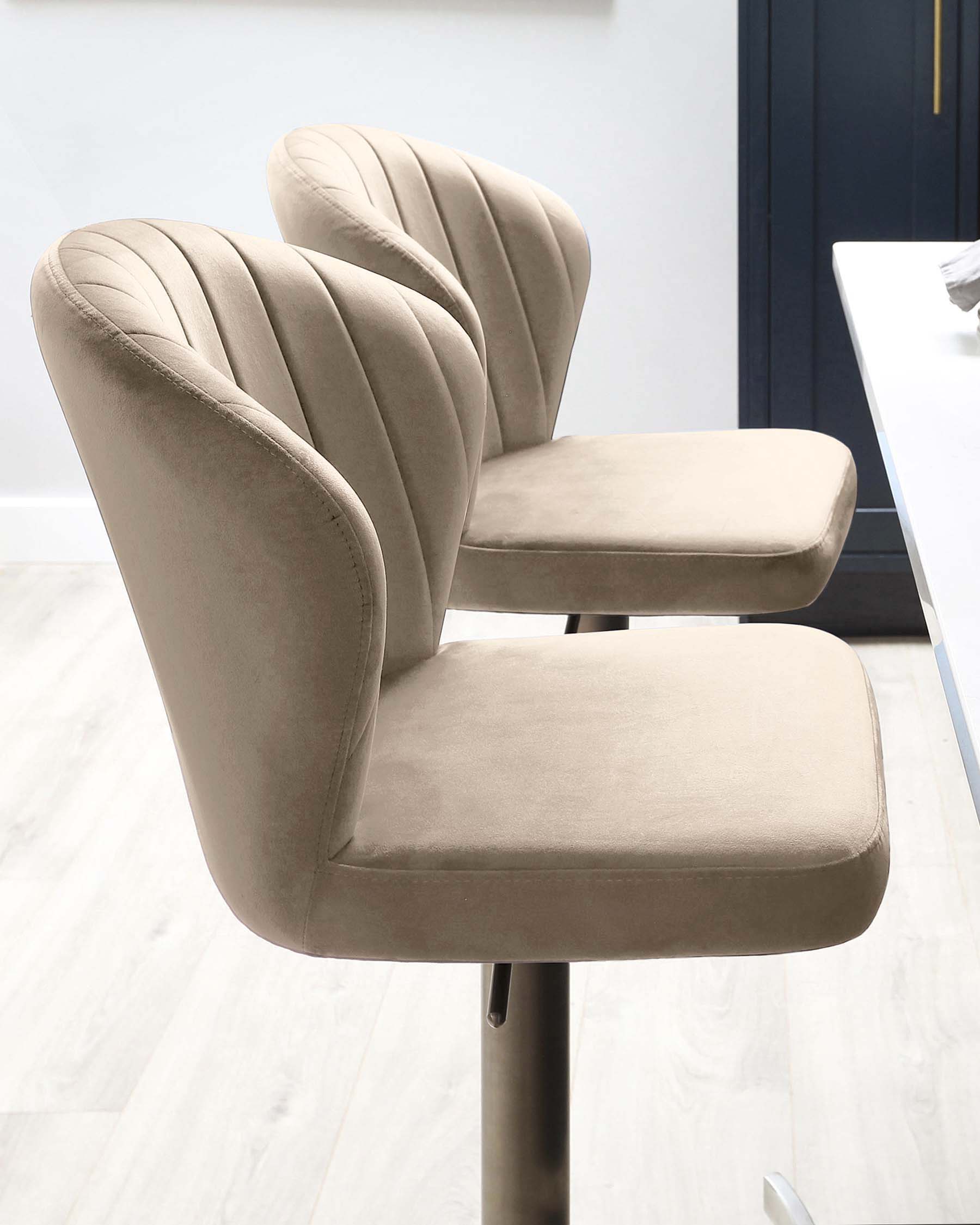 Harper Champagne Velvet Gas Lift Bar Stool Danetti