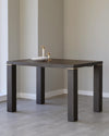 nixon dark oak and brass extending dining table