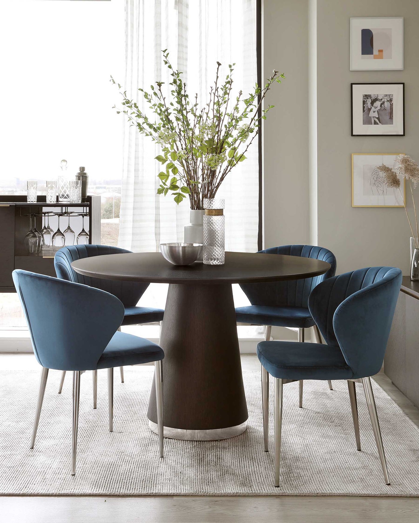 Nolan Chrome Table and Harper Dining Chair Set
