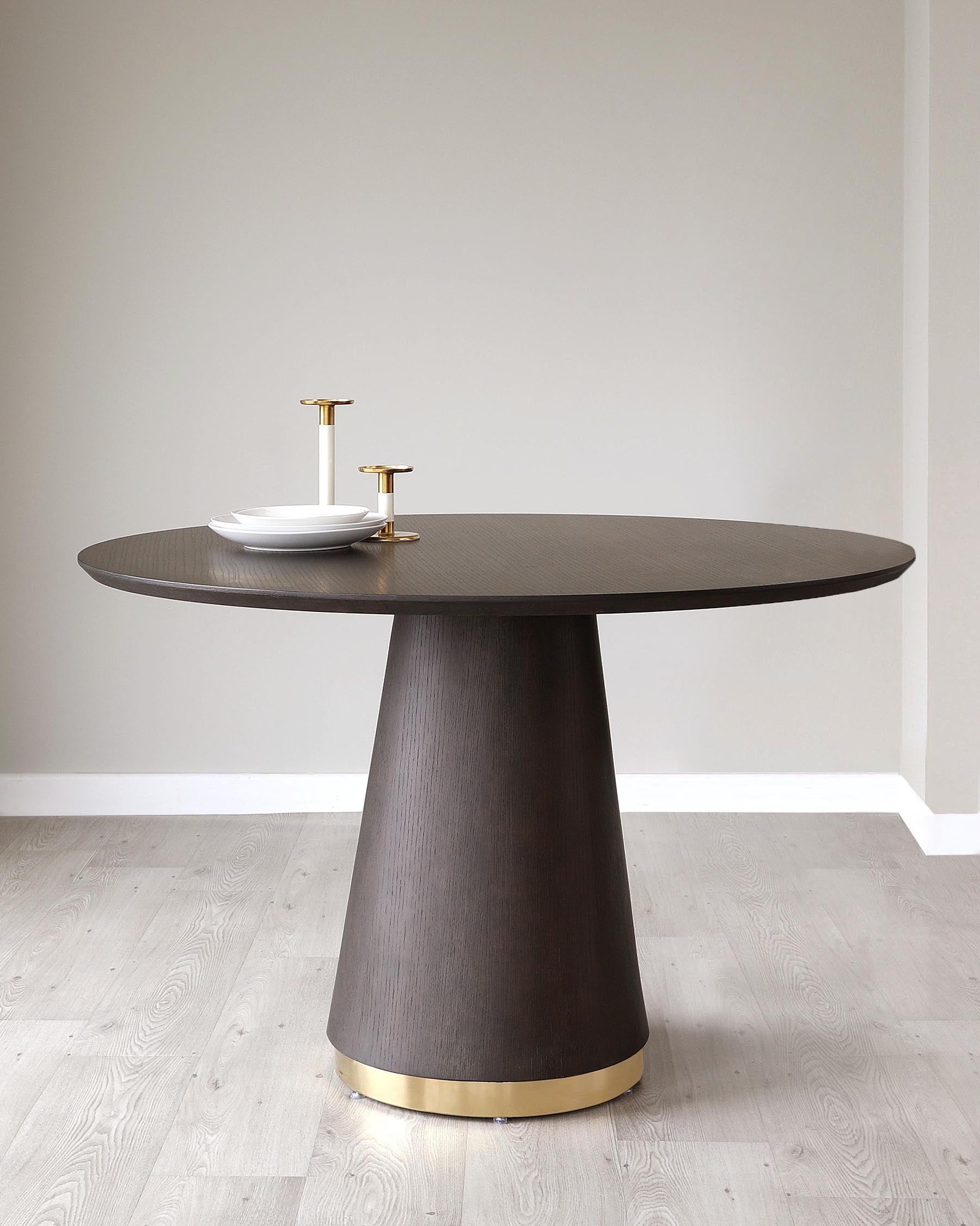 Nolan Dark Oak And Brushed Brass Round 4 Seater Dining Table