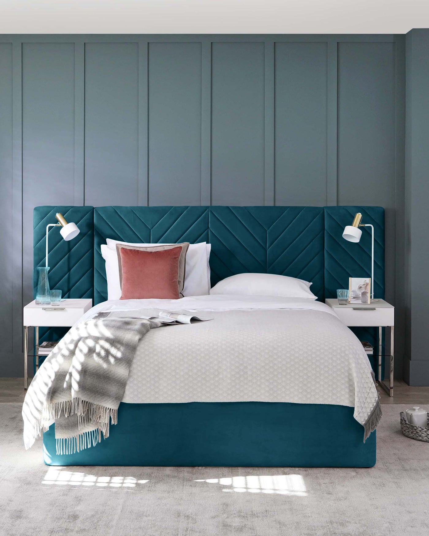 Octavia Luxe Teal Velvet Super King Size Bed With Storage