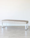 Ophelia 3 Seater Champagne Velvet & Chrome Bench Without Backrest