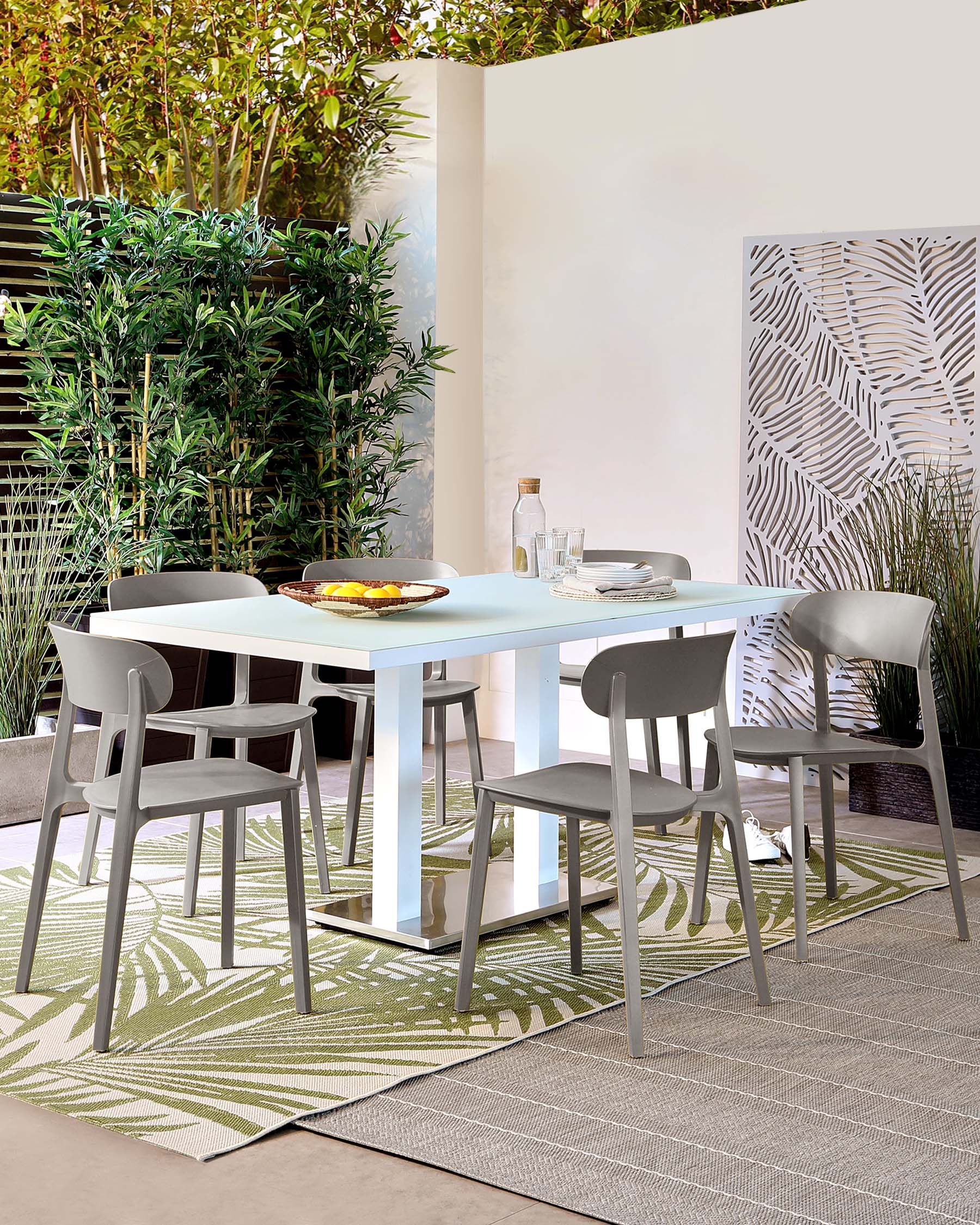 Palermo White Table And Rosa Grey Garden Chair Set