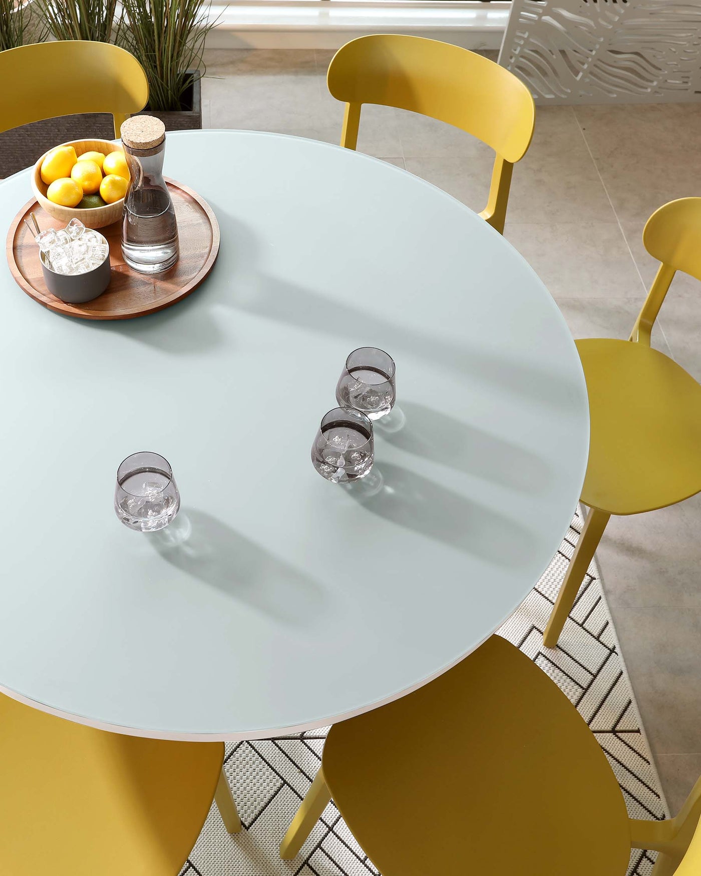 Porto White Outdoor Table And Rosa Mustard Yellow Dining Set