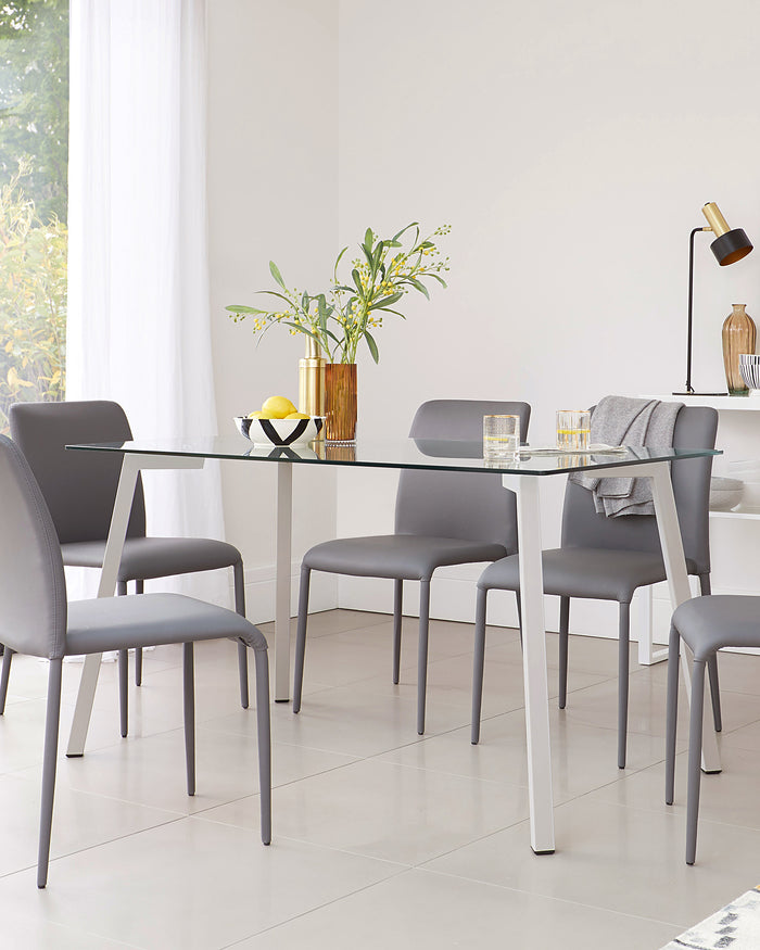 profile 4 to 6 seater dining table glass
