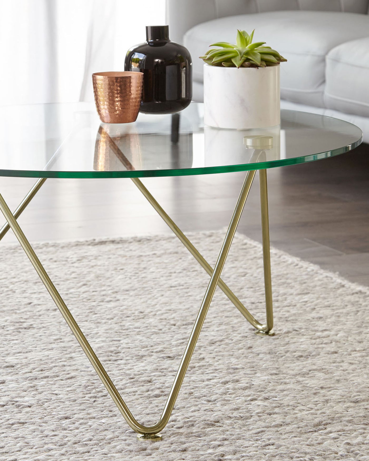 Ripple Glass And Brass Coffee Table