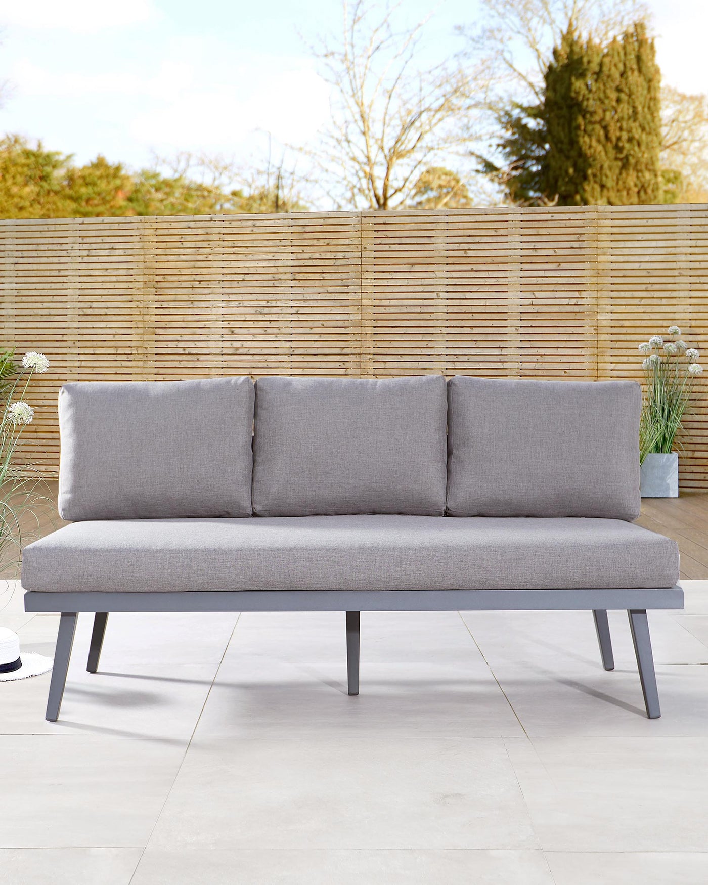palermo 3 seater outdoor bench with backrest mid grey