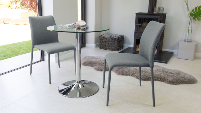 naro glass and riva stackable 2 seater dining set