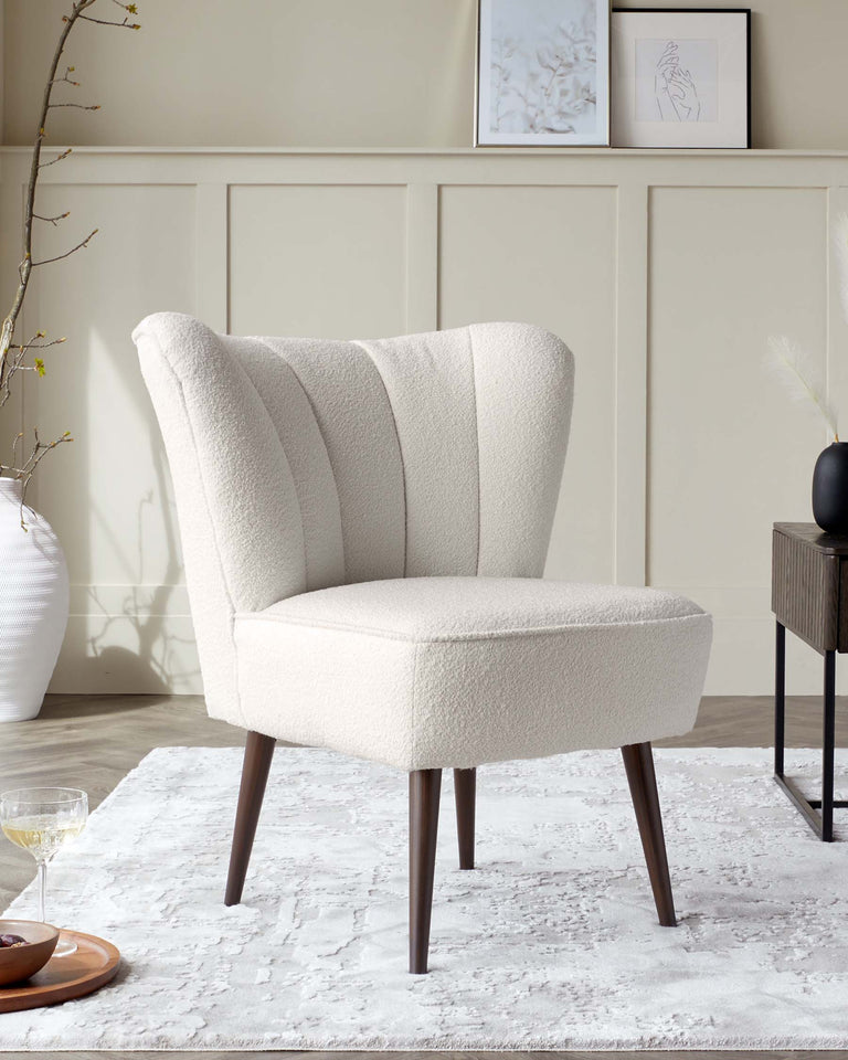 ottilie boucle accent chair with wenge leg ivory