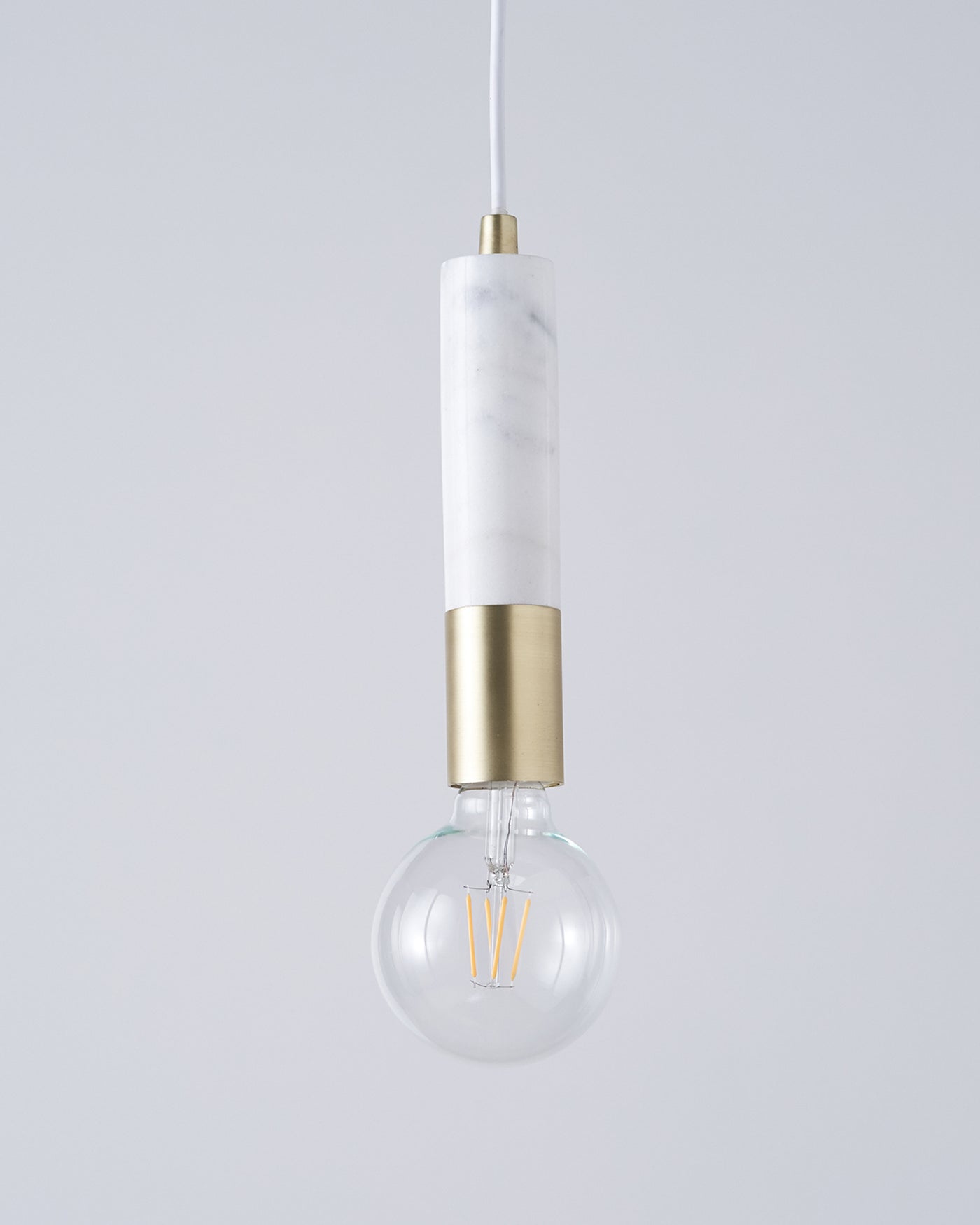 Teo White Marble And Brushed Brass Pendant Lamp