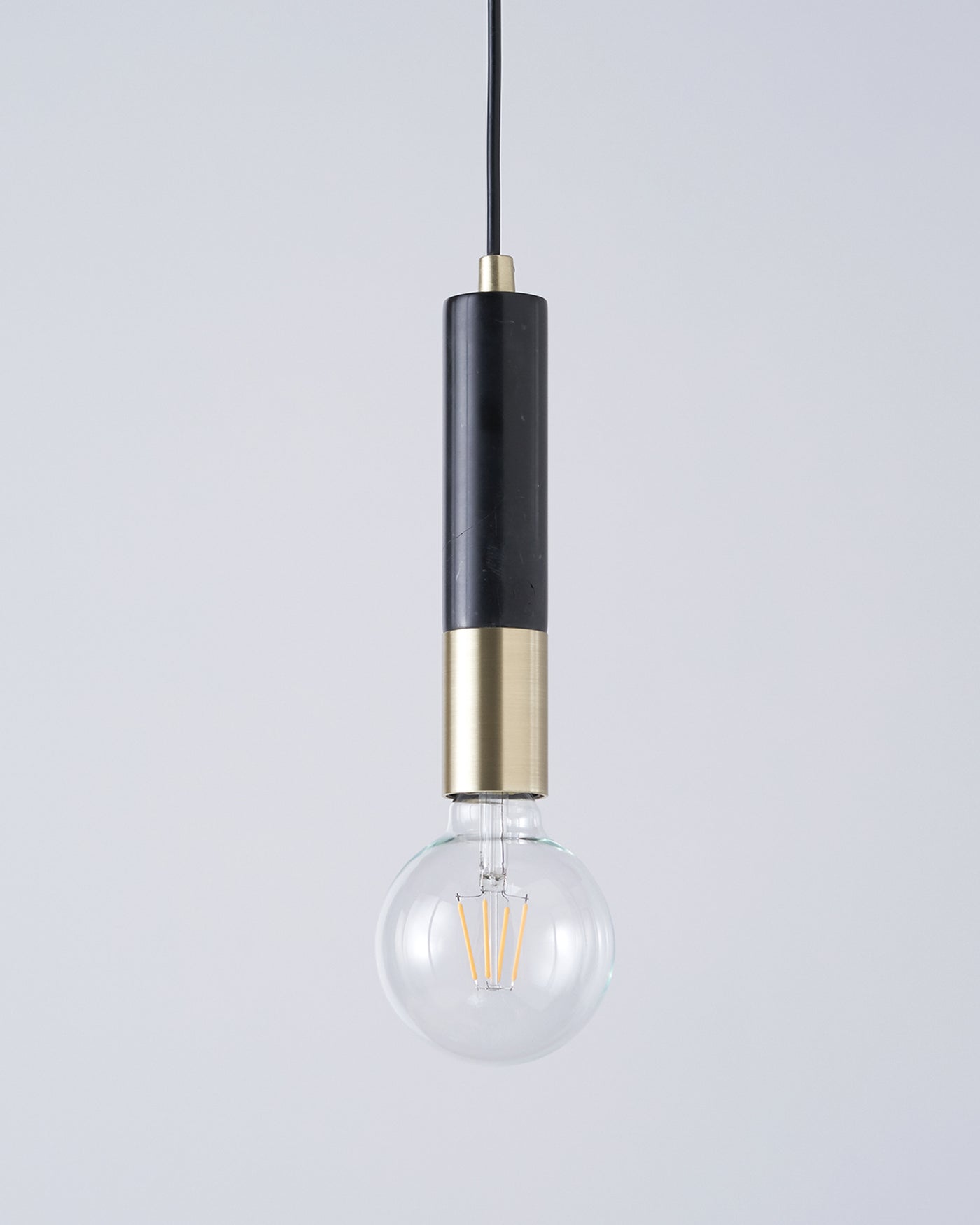 Teo Black Marble And Brushed Brass Pendant Lamp