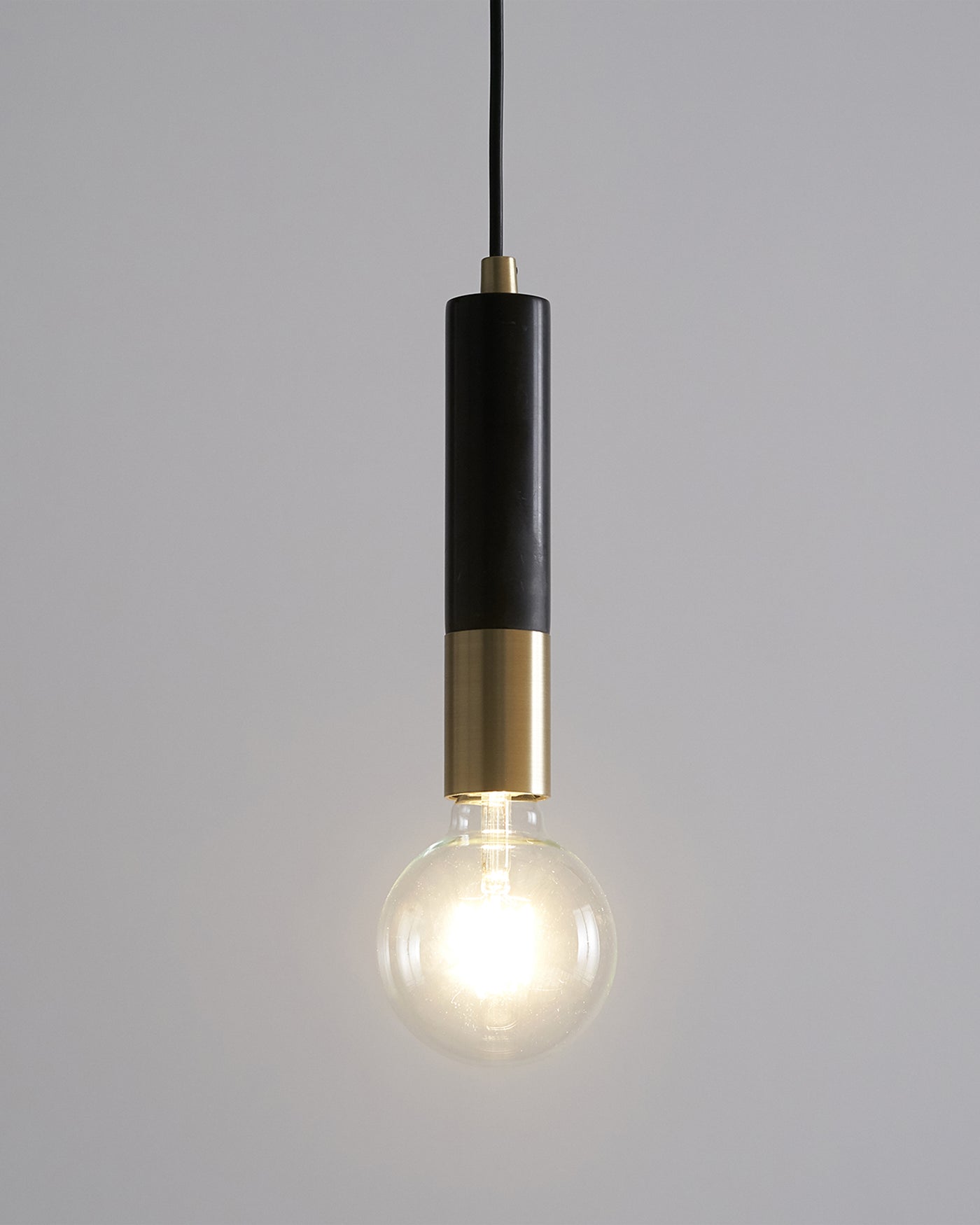 Teo Black Marble And Brushed Brass Pendant Lamp