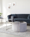 thea round coffee table and pouffe set light grey
