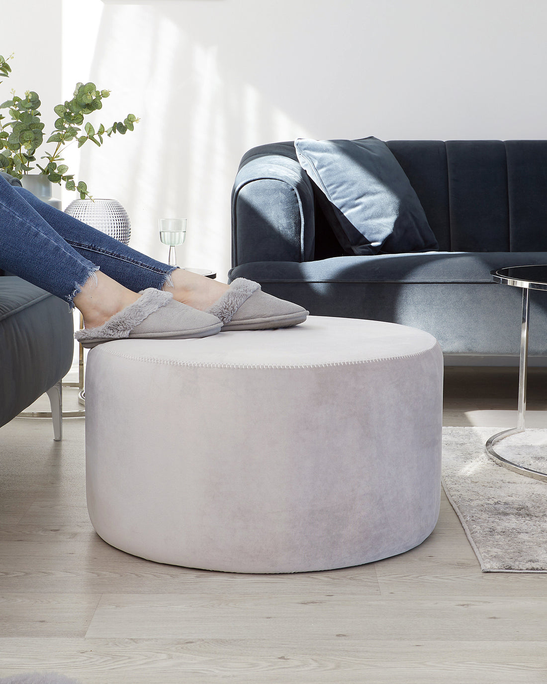 Thea Round Coffee Table and Pouffe Set by Danetti