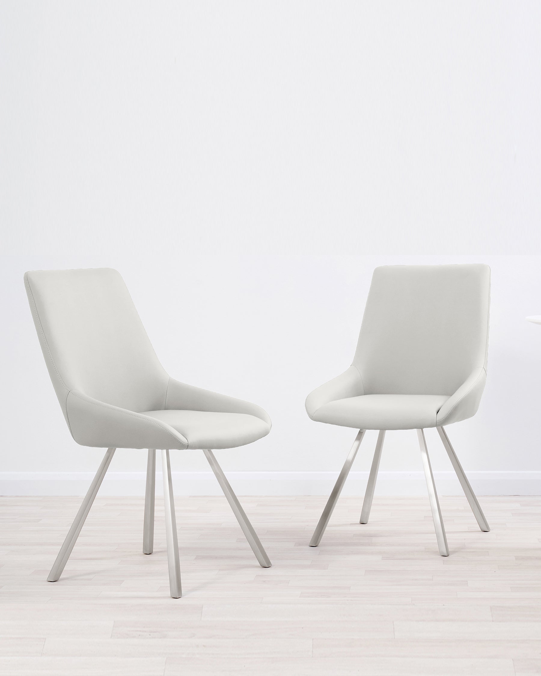 Theo Light Grey Faux Leather Dining Chair - Set Of 2