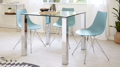 Tiva Glass And Chrome 2 To 4 Seater Small Dining Table