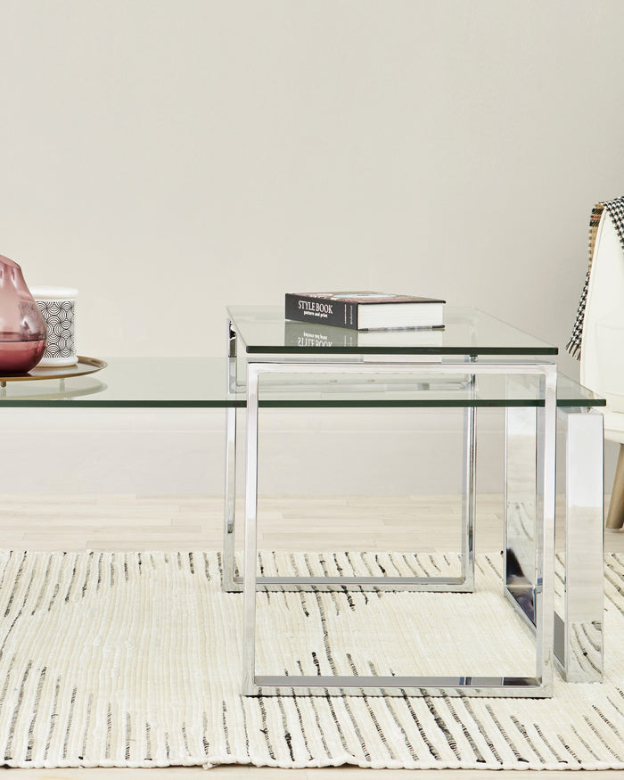 Tiva Clear Glass Coffee Table Set