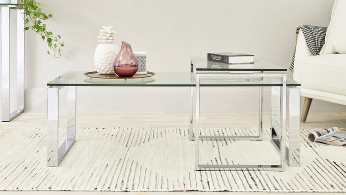 Tiva Clear Glass Coffee Table Set