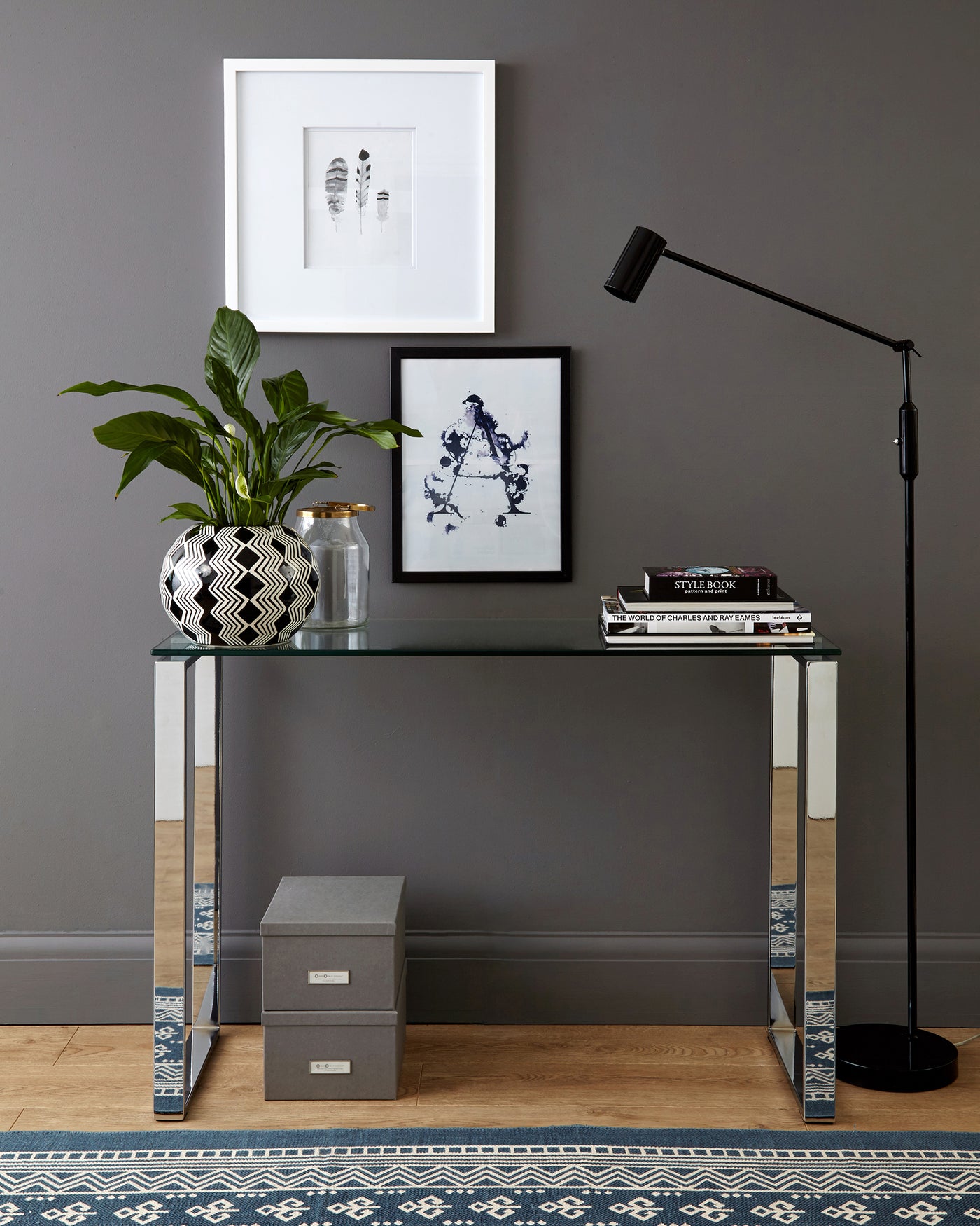 Tiva Glass And Chrome Console Table