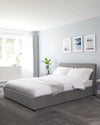 Turin Light Grey Velvet Super King Bed With Storage