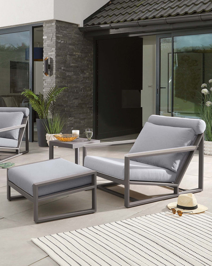 verano lounger twin set with lago side table grey