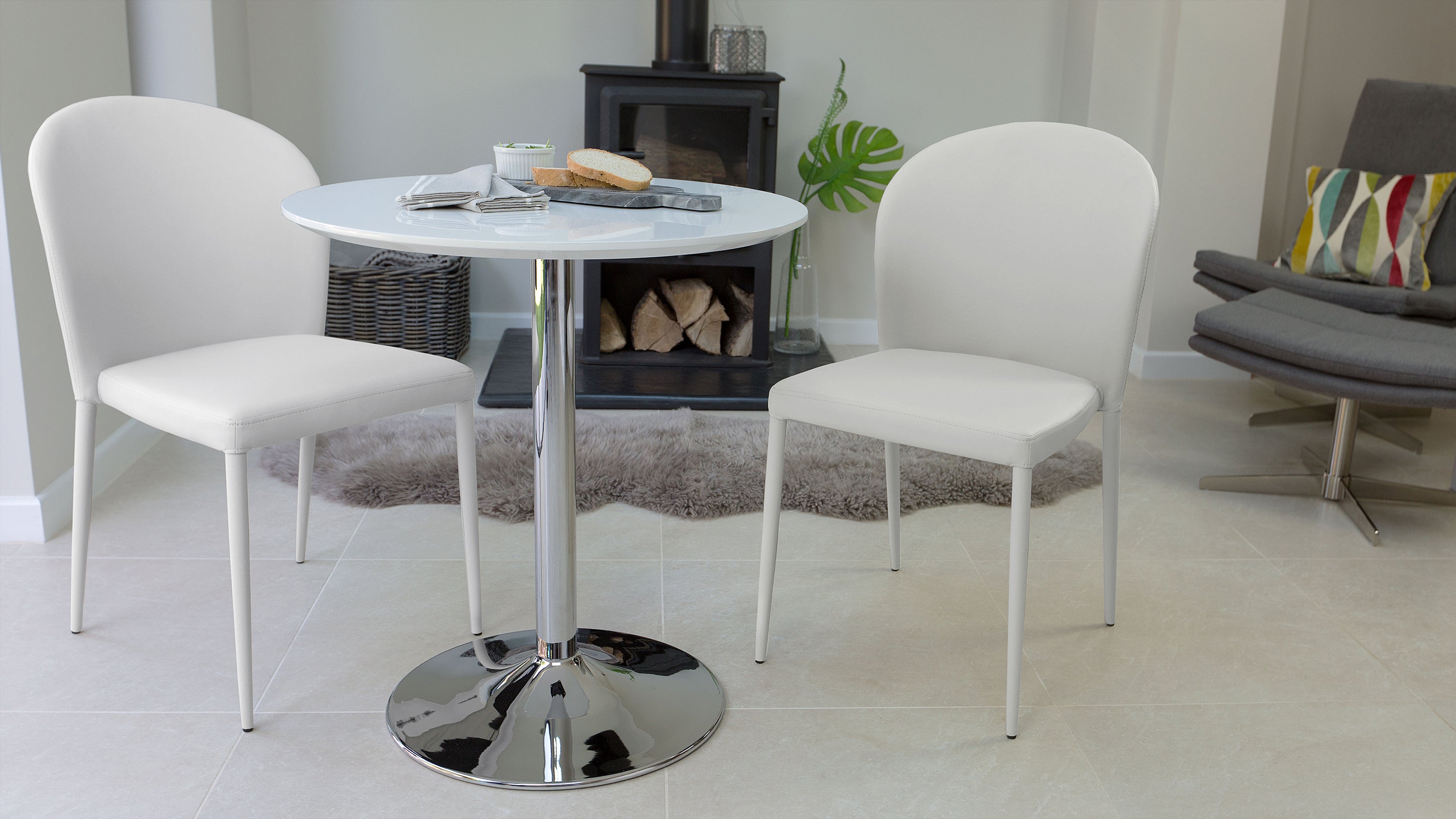 naro white gloss and santo stackable 2 seater dining set