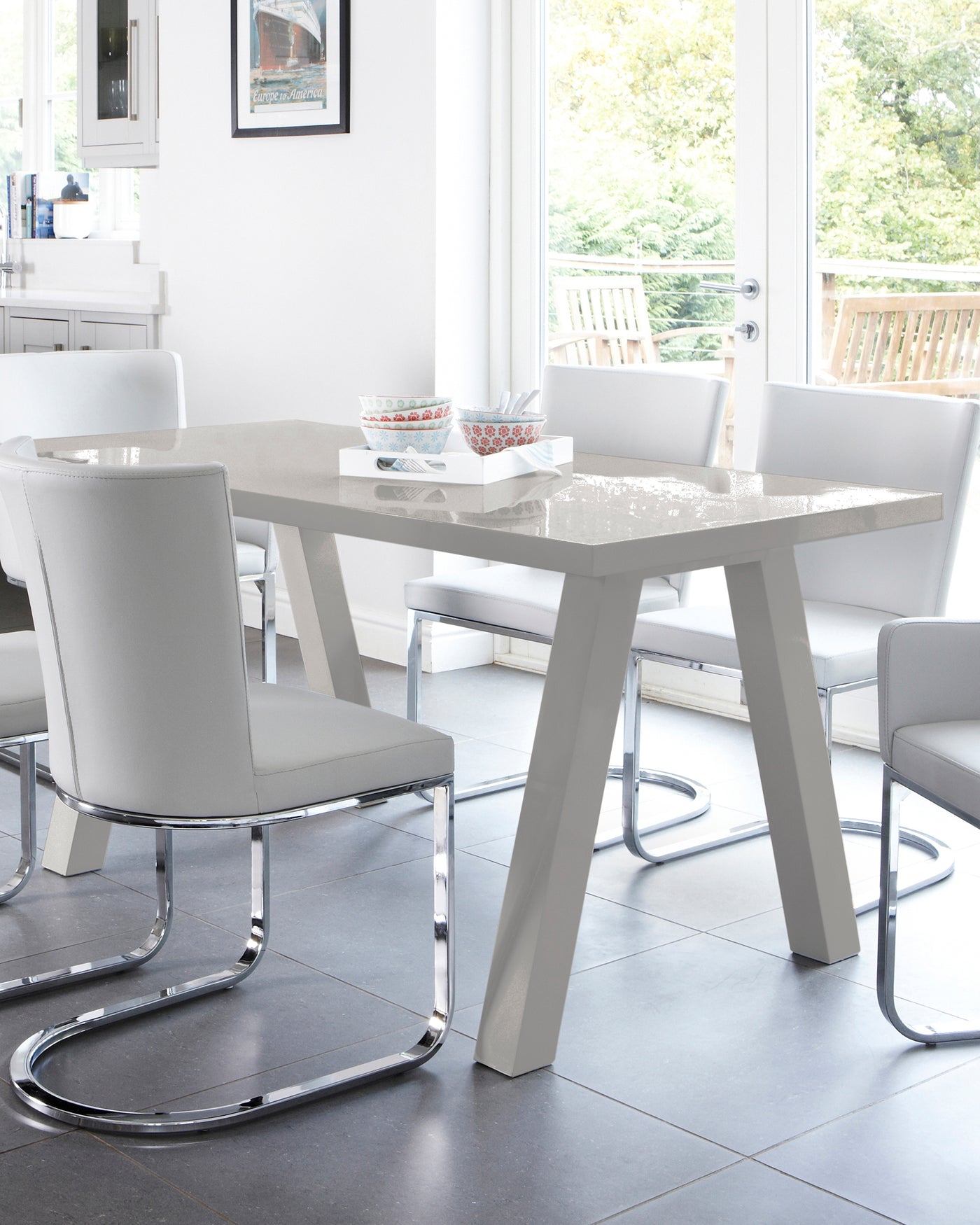 Zen Grey Gloss 6 Seater Dining Table