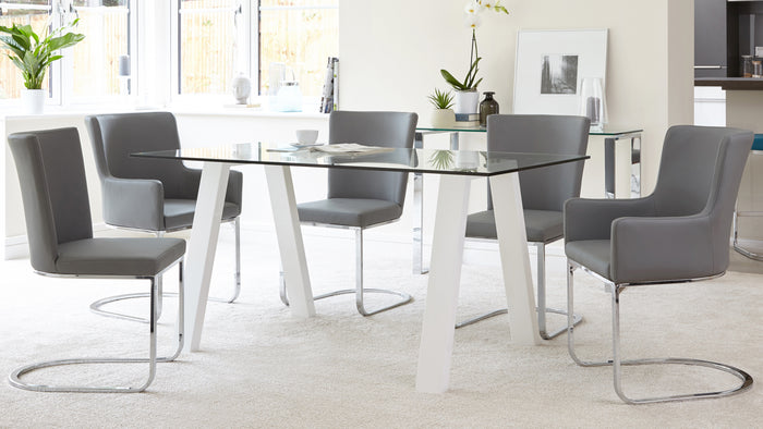Zen Glass And White Gloss 6 Seater Dining Table